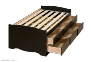 односпальная кровать со встроенными ящиками